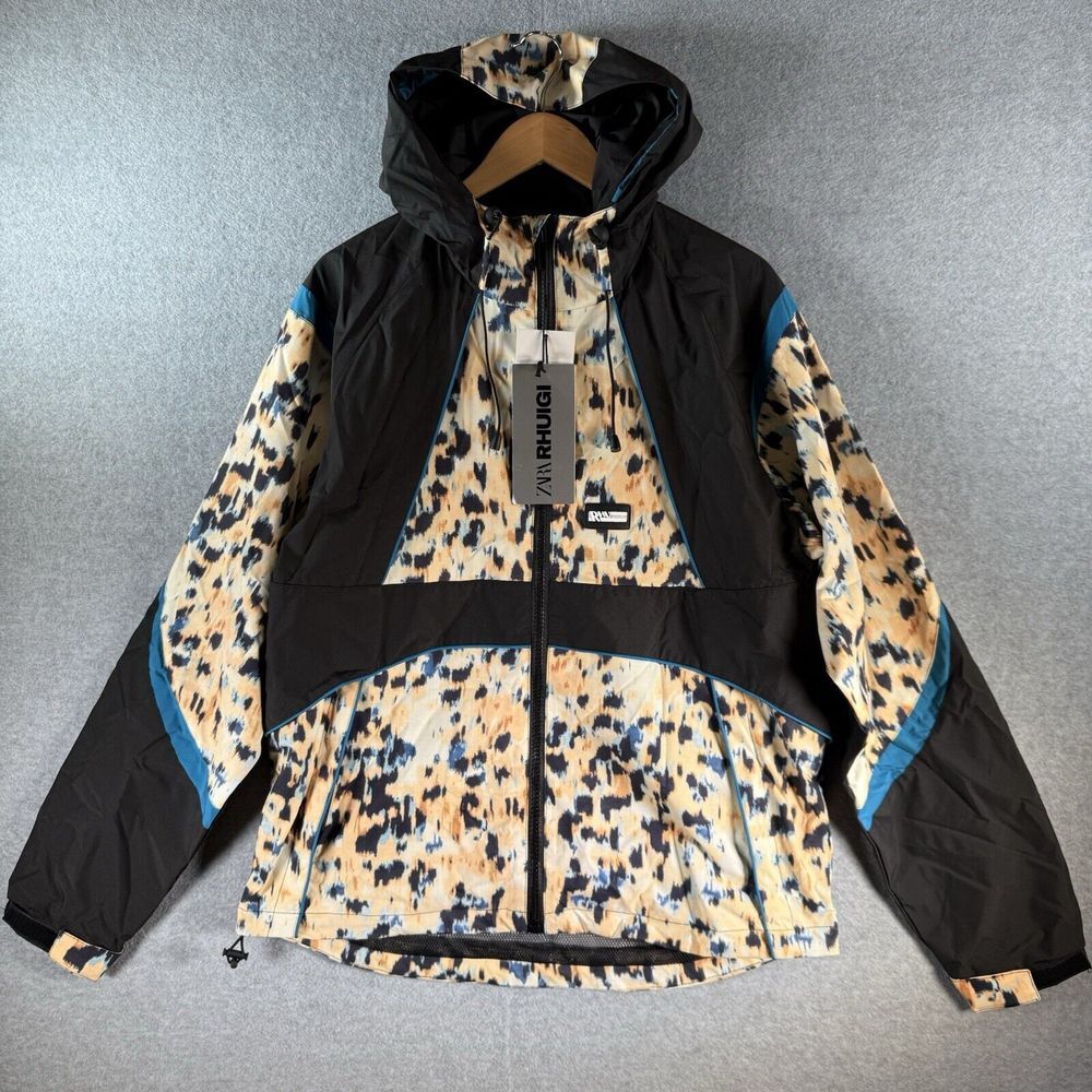 ZARA MENS Jacket X RHUIGI Colorblock Hooded Full Zip Size Large / XL NWT